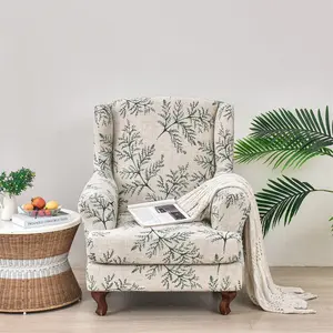 Leaf Print Wingback Chair Cover, 1 Set Soft Comfortable Sofa Slipcover, Sofa Protector for Home Living Room, Home Decor