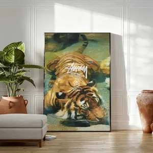 Stussy Tiger Aesthetic Poster | Retro Streetwear Wall Decor | Cool Room Decor For Guys
