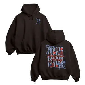 American Honey Hoodie For Men For Women, 4th of July Girly Bow Design, Patriotic Independence Day Gift, Trendy American Flag Hoodie, Soft Unisex Streetwear Apparel