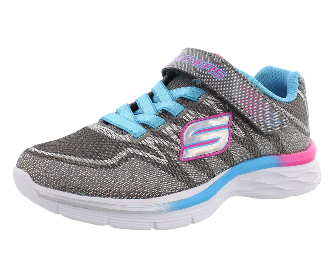 Skechers Female Kids' Dream N Dash Whimsy Round Sneakers - Bungee Laces, Hook-and-Loop Sneaker Strap, Colorful Design, Kids Sizes, Single Shoe Option