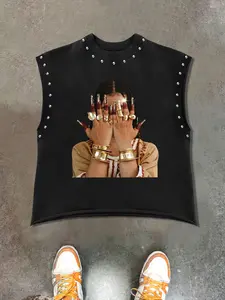 Men's Trendy Unique Print Tank Top, Workout Tank Top, Casual Fit Sleeveless Fitted Graphic Vest, Perfect for Gym & Outdoor Activities, Summer Fashion Men's Clothing