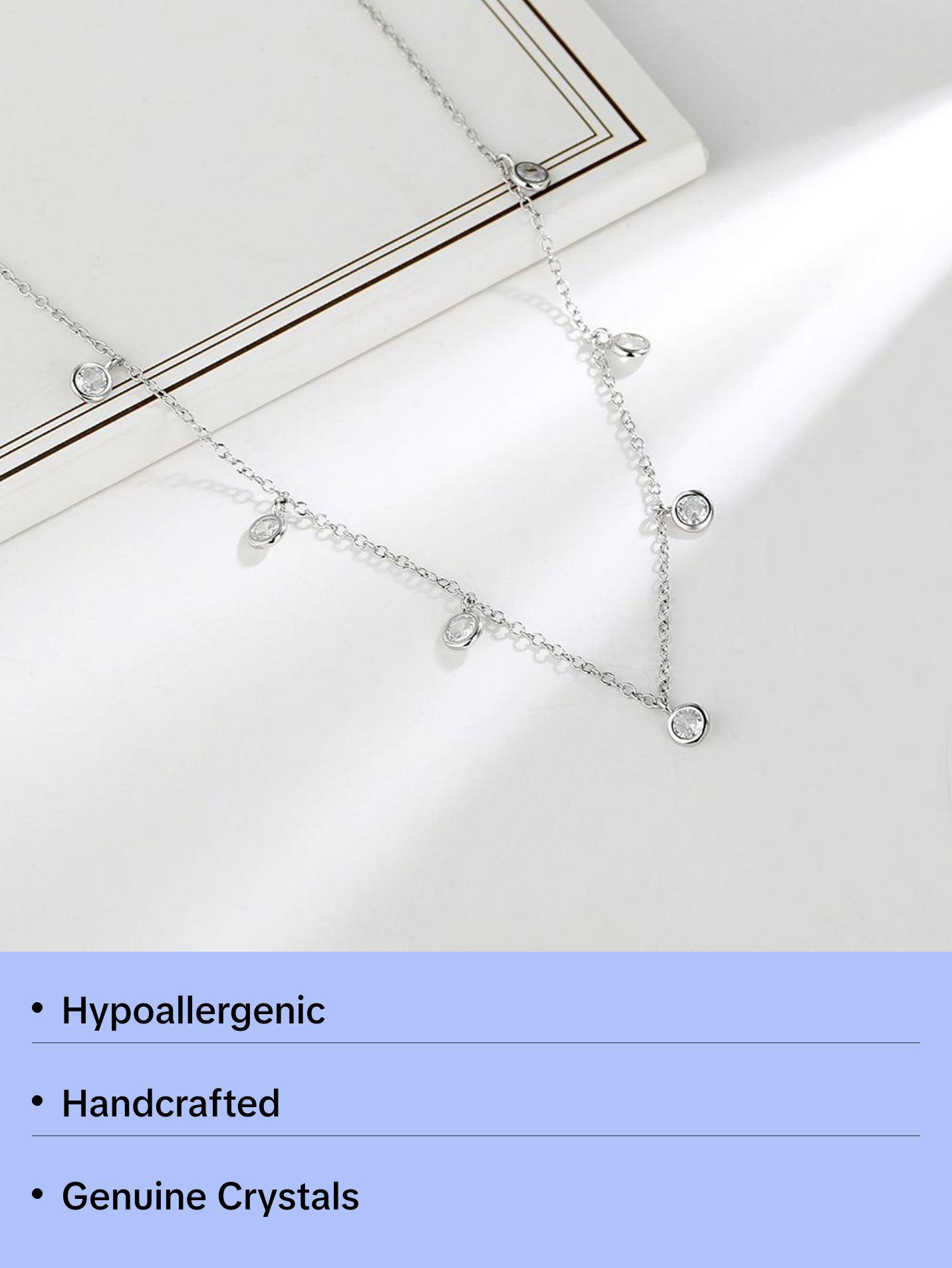 Sterling Silver Bib Necklaces with Genuine Crystals Sterling Silver Bib Necklaces with Genuine Crystals