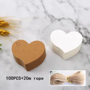 Valentine's Day Heart Tags Set, Includes 100 Pieces + 20m Rope, Perfect Gift Labels for Special Occasions & Decorations, Gift Wrapping Supplies