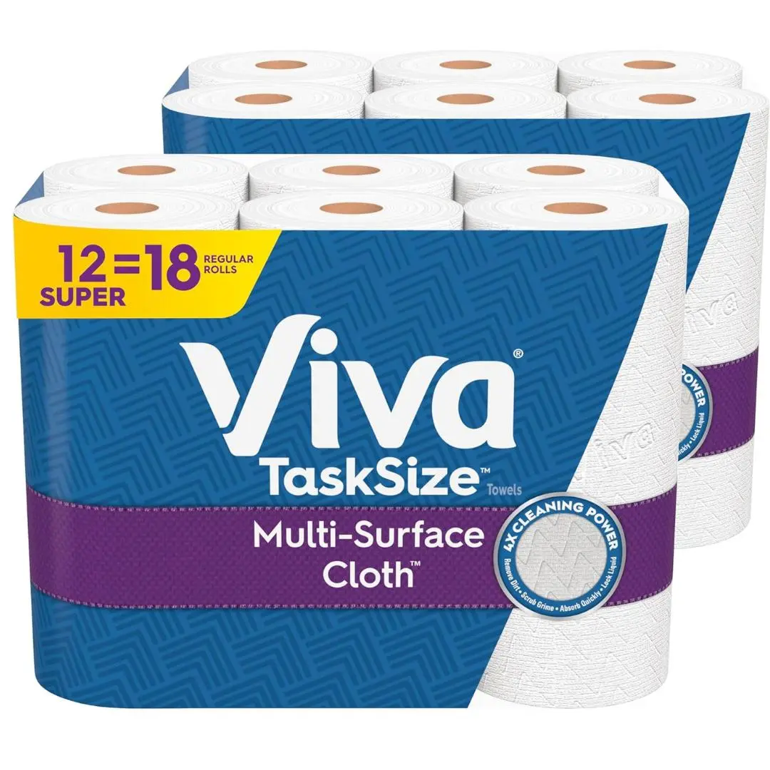 Viva Multi-Surface Cloth Paper Towels, Task Size - 12 Super Rolls (2 Packs of 6) - 81 Sheets Per Roll