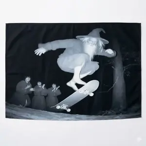 Skateboard Wizard Flag 3x5 ft Retro 90s Aesthetic Tapestry Cool Fantasy Wall Decor for Skaters Durable Polyester Banner Room Decor Gift