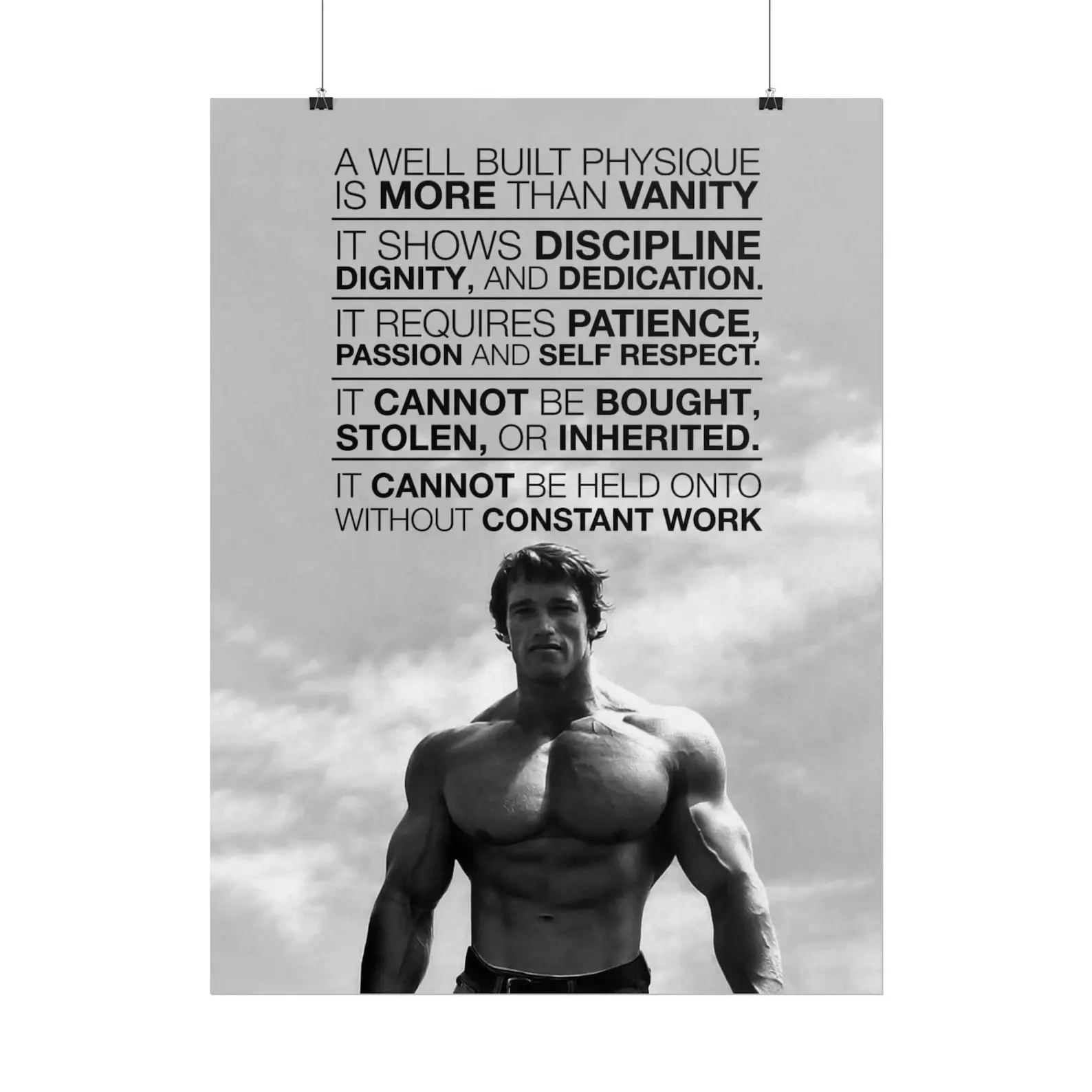 Arnold Schwarzenegger Physique Poster, Motivational Gym Discipline Wall Art