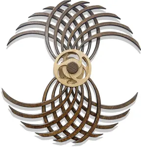 GLIART Kinetic Wall Art - Handcrafted Wooden Moving Sculpture - Wind-Up Powered, No Battery Needed - Calming Wall Decor for Living Room, Office - Sacred Geometry Design.