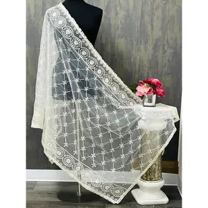 Off white net dupatta