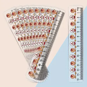 10PCS Christmas Theme Plastic Rulers 15cm, Side Features a Serrated Structure, Transparent, Easy to Read Design, Office Supplies, Precision Measuring, Sleek Appearance, Clear Printing