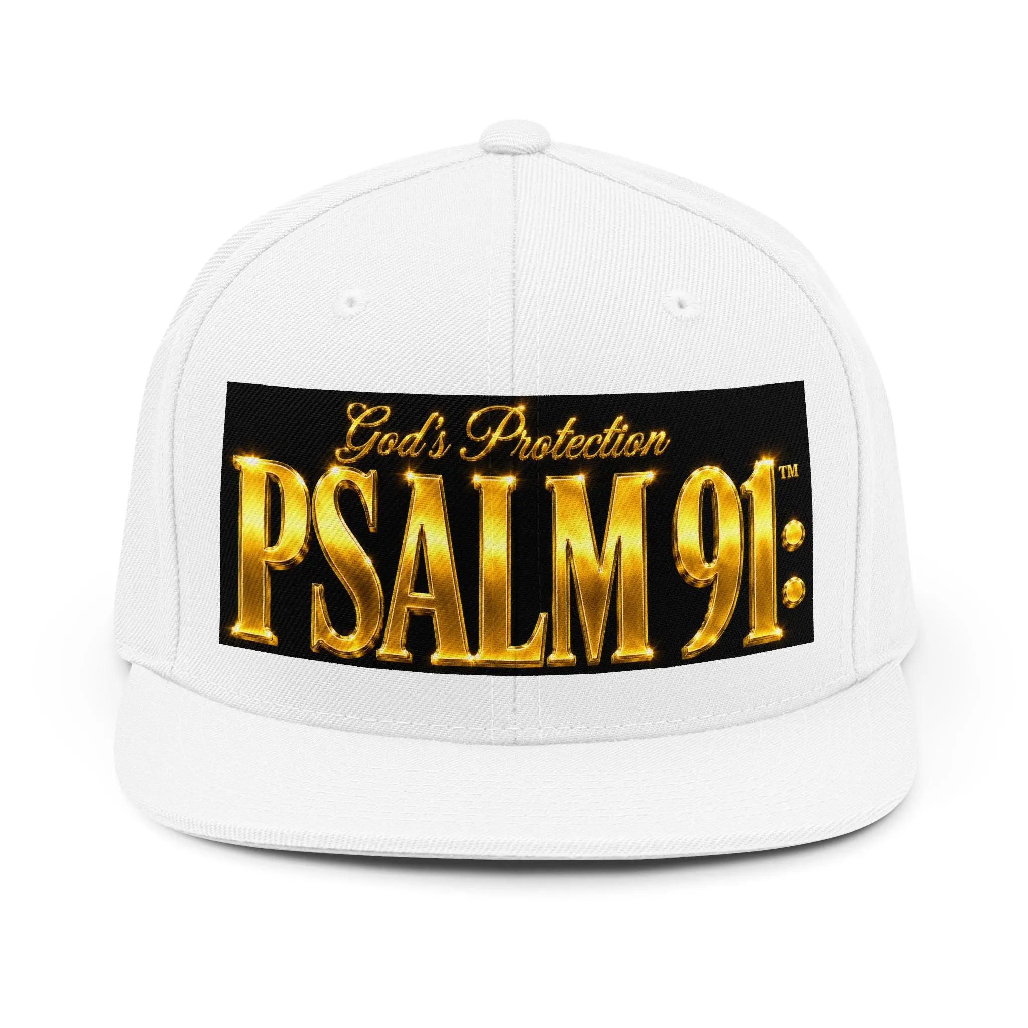 Psalm 91™ Snapback Hat – Luxury Gold Embossed Christian Baseball Cap | Premium GODiQ Royal Kingdom™ Urban Armor Wear | Faith-Based Streetwear