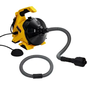 Garvee 30Ft Drain Cleaner Machine for 3/4In - 2In Pipes - Auto-feed Electric Drain Auger, Anti-Twist Piano Wire Cable, Foot Switch, Sewer Snake for Sinks Toilets Floor Drains - Dual Hoses
