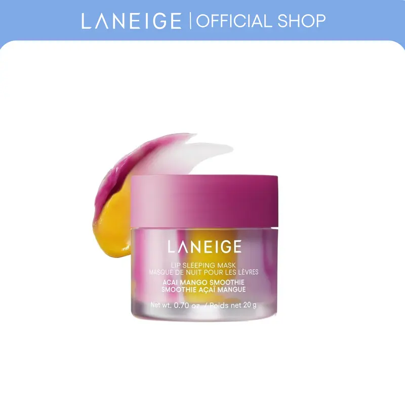 LANEIGE Lip Sleeping Mask Acai Mango Smoothie, Hydrating and Nourishing Lip Mask, Korean Lip Care, Infused with Vitamin C, Murumuru, & Shea Butter