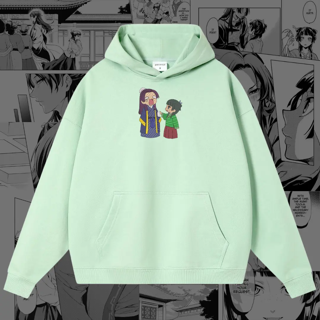 MaoMao and Jinshi Funny Embroidered Hoodie | The Apothecary Diaries Inspired