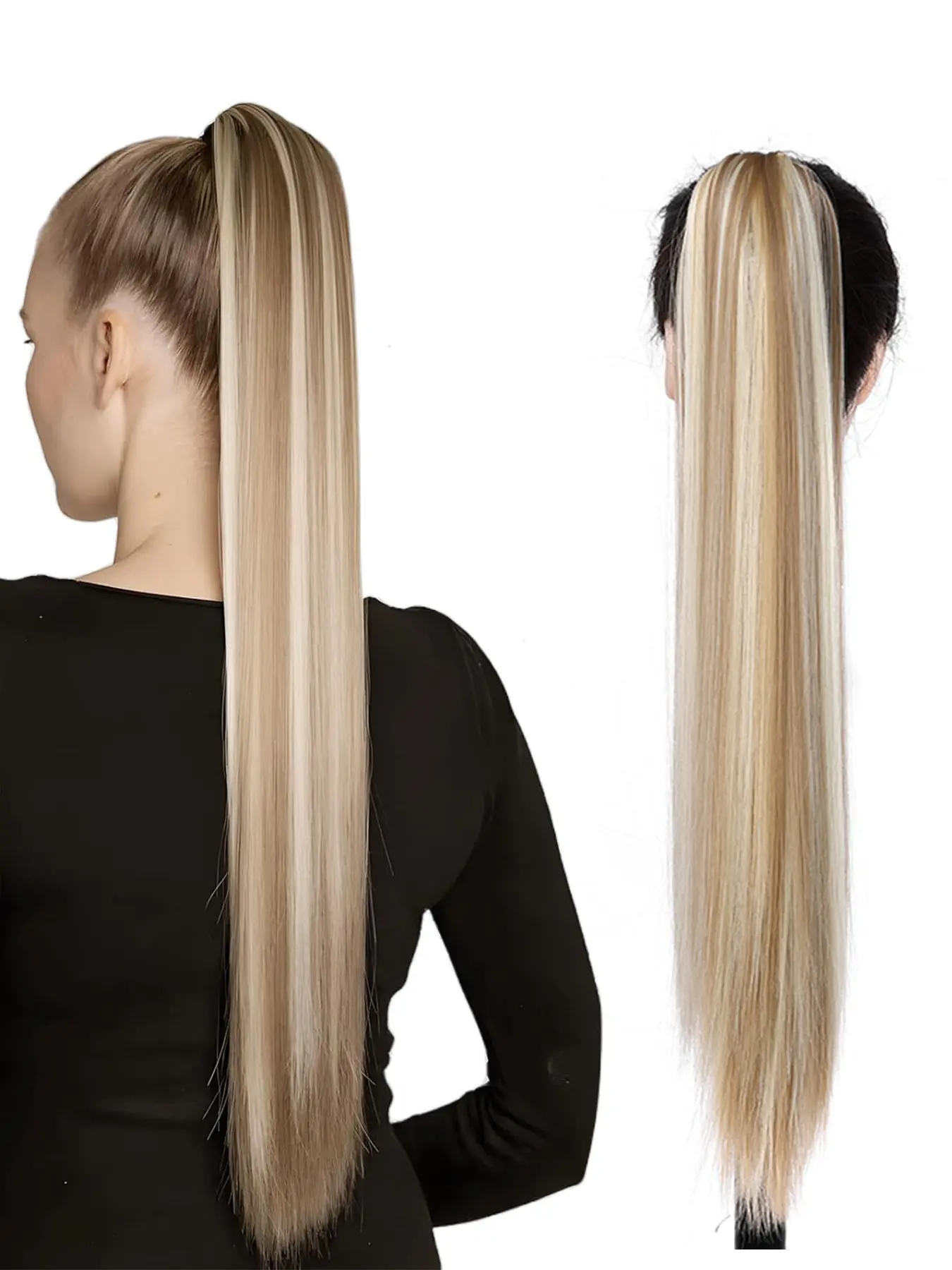 Ponytail Extension, 26 Inch Long Straight Claw Clip Extensions Best Extensions Ponytail Extension clip on ponytails hair clip Hair claw clip Fake Ponytail Hairpieces for Women, Synthetic Hairpieces