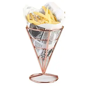 French Fry Stand Fry Holder Fashion Cone Holder Stand Cone Snack Fried Chicken Display Rack Wire Stands for Kitchen