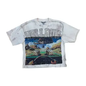 WH-T1428 - Hell Run with Rhinestones Cropped Top T-Shirt