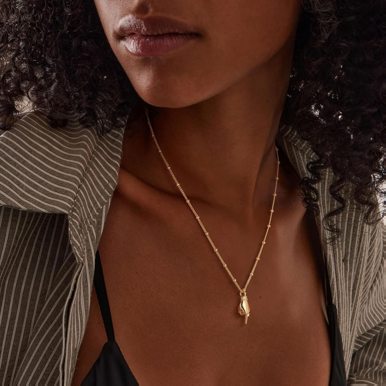 Fettero Gold Plated Hand Pendant Necklace for Women – Dainty Cubic Zirconia Charm Chain, Trendy Statement Jewelry Gift Fettero Gold Plated Hand Pendant Necklace for Women – Dainty Cubic Zirconia Charm Chain, Trendy Statement Jewelry Gift