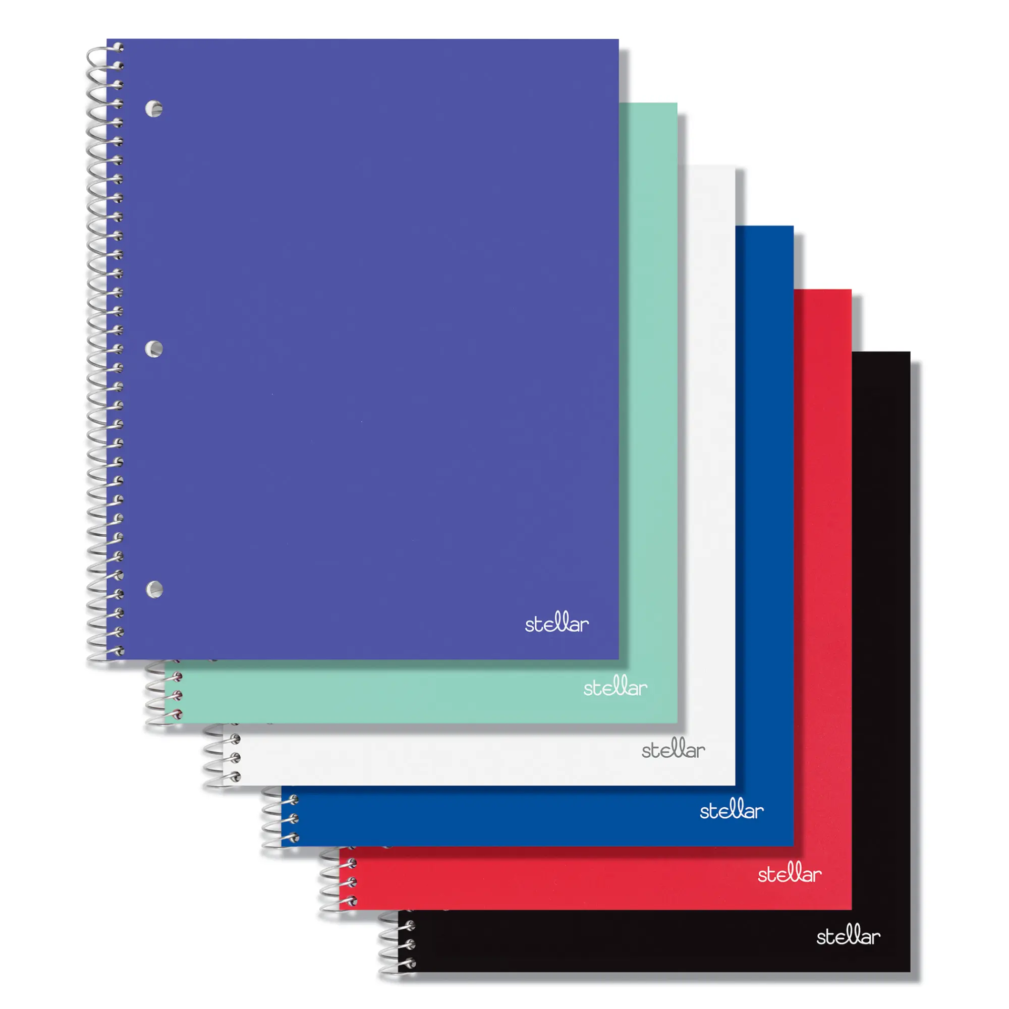 Office Depot® Stellar Poly Notebooks, 8-1/2" x 11", 1 Subject, Quadrille Ruled, 100 Sheets, Assorted Colors, Pack Of 6 N