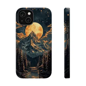 Winter Mountain Moon Premium Film 2 in 1 Phone Case - Durable, Shock Absorbing and Stylish Protection - Compatible with iPhone 16, 15, 14, 13, 12, 11, Plus, Pro, Pro Max, Perfect birthday gift for friends. Protective Local