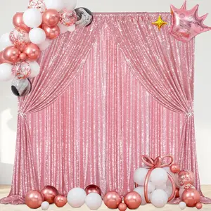 Sequin Backdrop Curtains 1Pcs-7ft x 7ft Blush Pink Sequin Curtains Wedding Backdrops Photography Backdrop Birthday Photo Booth Backdrop Glitter Backdrop Curtains for Parties