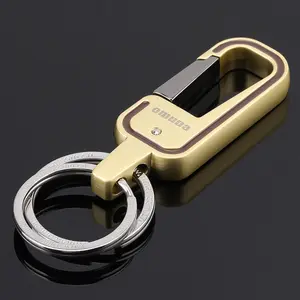Men's Car Keychain Solid Color Metal Waist Hanging Business Keychain Double Ring Key Ring