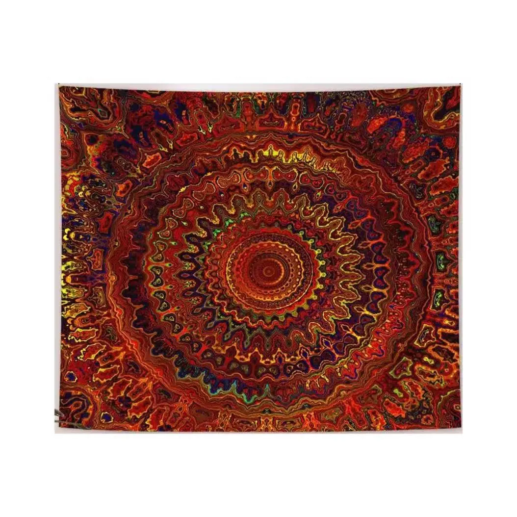 Bohemian Tapestry Wall Mural, Indian Hippie Psychedelic Peacock Mandala Wall Hanging, College Dormitory Wall Decoration, Bedroom Refresh Decor
