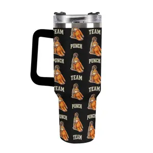 Monkey Team Punch Insulated Tumbler with Handle, 40oz Stainless Steel Travel Mug, Cute Primate Illustration Vacuum Flask for Hot & Cold Drinks, Monkey Team Punch 40oz Insulated Travel Mug, Stainless Steel Sport Tumbler, Cute Animal Design
