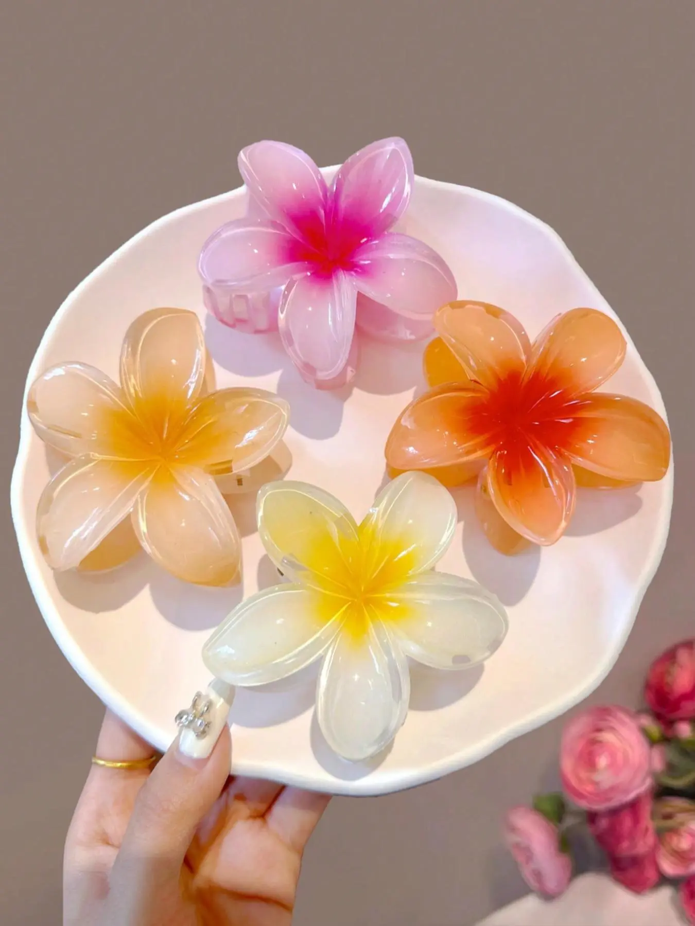 Flower Design Hair Claws, Claw Clips, Elegant Hair Accessories for Women & Girls, Minimalist Headwear Suitable for Thick Hair, Fashion Hair Accessories for Party, Daily Clothing Decor