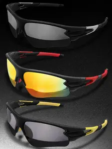 Unisex Sporty Wrap Sunglasses (3 Pairs), Trendy Tinted Lenses Sunglasses for Outdoor Sports, Fashionable Sunglasses for Driving, Cycling, Running, Beach, Travel, Party