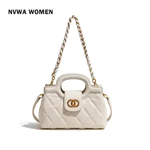 The Glossy Quilted Satchel - Elegant Black Patent Leather Handbag with Woven Chain and Cutout Handle for Evening Party commuter crossbody bag