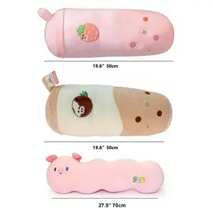 3Pcs 50 cm Cute Plush Hugging Pillows, Bubble Tea & Pig Designs, Soft Long Cushions for Sleeping, Bedroom & Car