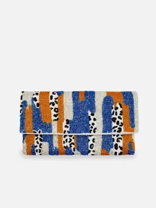 Copper Cow Print Beaded Clutch