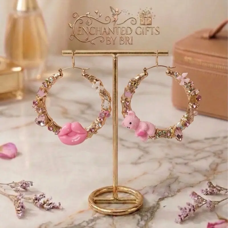 Pink junk bamboo earrings