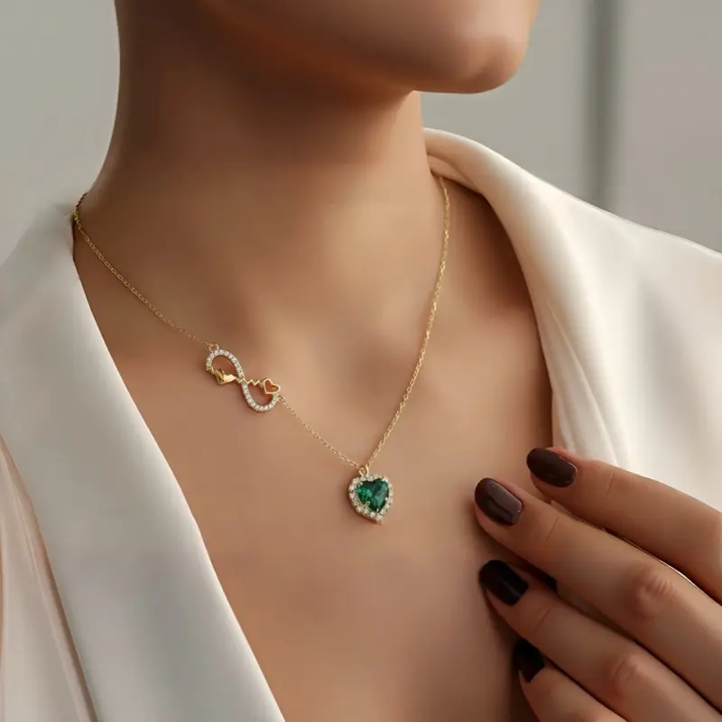 Gold Plated Necklace With Infinity Sign And Custom Birthstone Gift For Valentines Day Birthday And Anniversary Choose Your Birthstone
