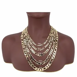 14K Gold Plated Figaro Link Chain Necklace 7mm 8mm 9.5mm / 18-Inch 26-Inch Jewelry Unisex Small Gift Lobster Clasp