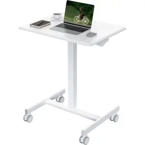 Sweetcrispy Rolling Overbed Bedside Table - Adjustable Height, Lockable Wheels, Portable Mobile Small Standing Desk for Hospital and Home Use, Ideal for Laptop PC
