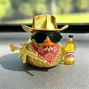1pc Cool Cowboy Duck Car Dashboard Ornament, Funny Western Rubber Duck with Beer, Car Interior Decoration, Unique Car Interior Accessories for Car, Truck, SUV, Perfect Car Gift