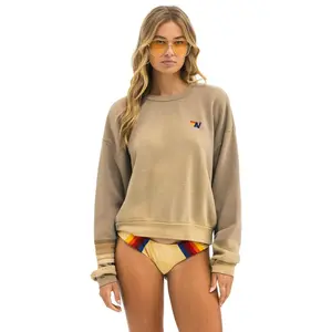 RUGBY STITCH RELAXED CREW SWEATSHIRT - FADED TAN