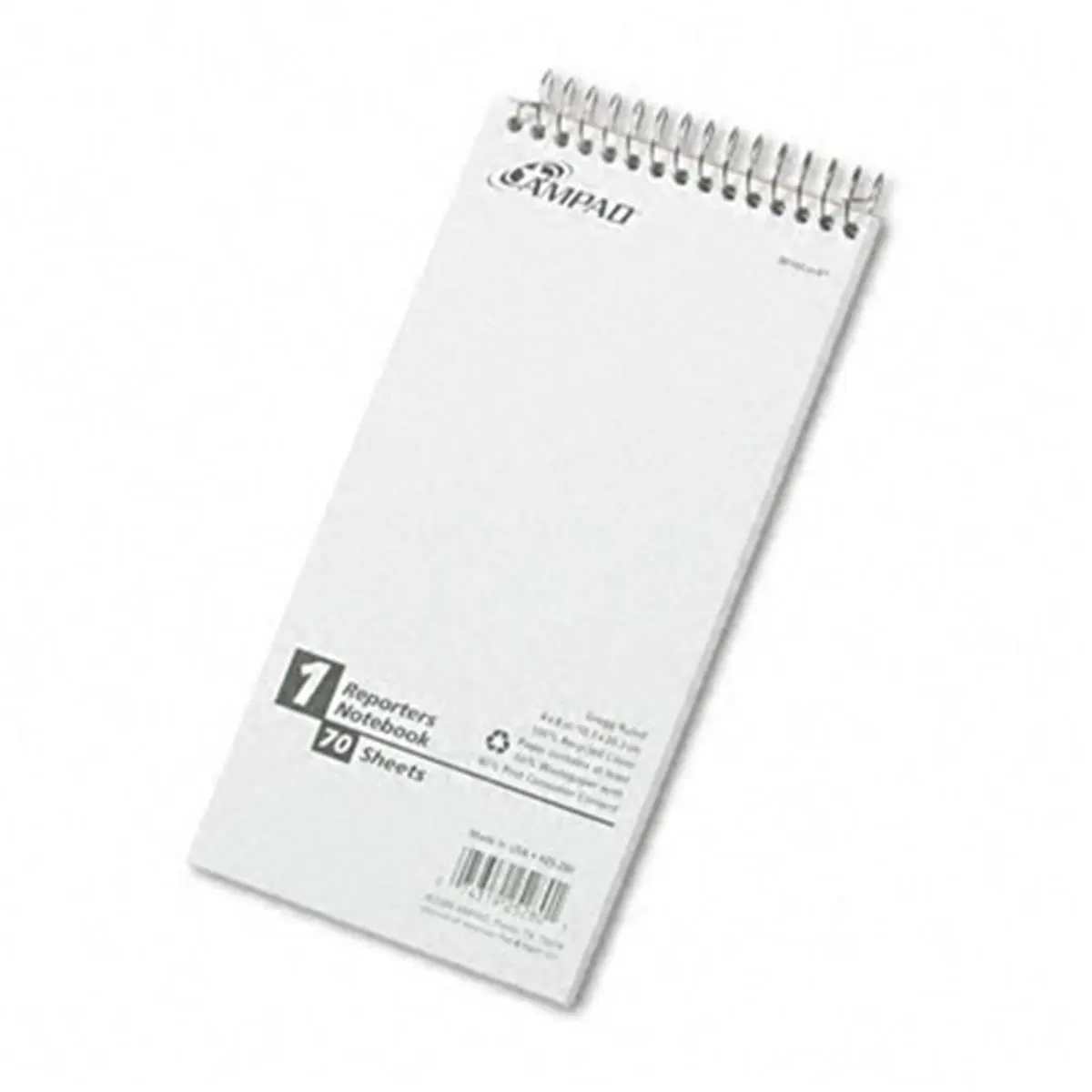 Ampad 25280 Traditional Wire-Bound Reporter Spiral Notebook, Gregg Rule, 4x8 in, White, 70 Sheets, 15 lbs, 25 per Sheet