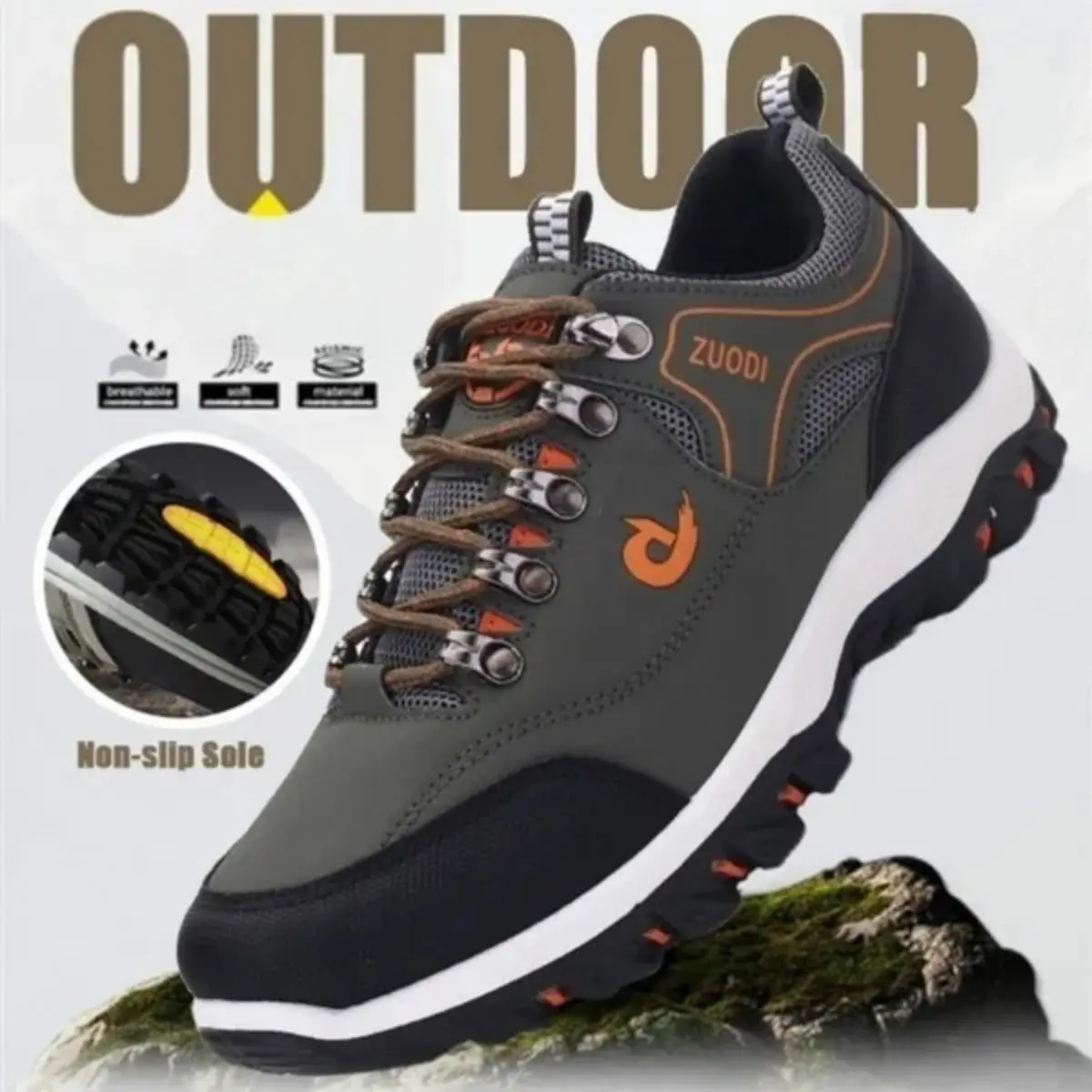 Men's Waterproof Hiking Boots - Durable PU Leather Men’s Shoes with Non-Slip Aggressive Tread for Trekking, Outdoor Hiking Footwear, Casual Hiking Shoes, Outdoor Travel Footwear, Eu 39 48, Laces, Md Insole, Breathable, Eu Sizes, Men's Hiking Shoes, Mounta
