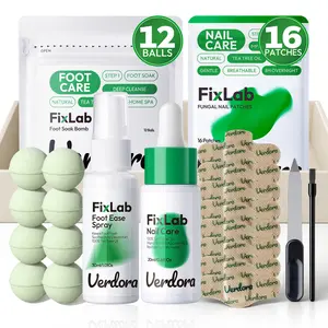 Fungal Complete Nail Care Kit,8 - Hour Overnight Solution for Nails, with Tea Tree Oil & Oregano Oil, All-In-One Set Includes Foot Soak Balls, Refreshing Spray, Nail Care Oil, Patches, File & Brush