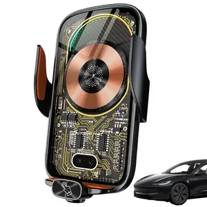 15W car wireless charger with a stable hook clip, an automatic - clamping phone holder with infrared backup battery, dual - coils, and wide compatibility.