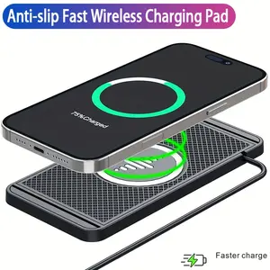 Car Wireless Charger Stand Pad Dock Fast Charging Station Silicone Non-Slip Pad Phone Earphone Charging Base Wireless Mount Desktop Mobile Stand Compatible with iPhone 16 15 14 13 Pro Max Compatible with Galaxy S25 S24 S23 Ultra Buds 3 2 USB Input