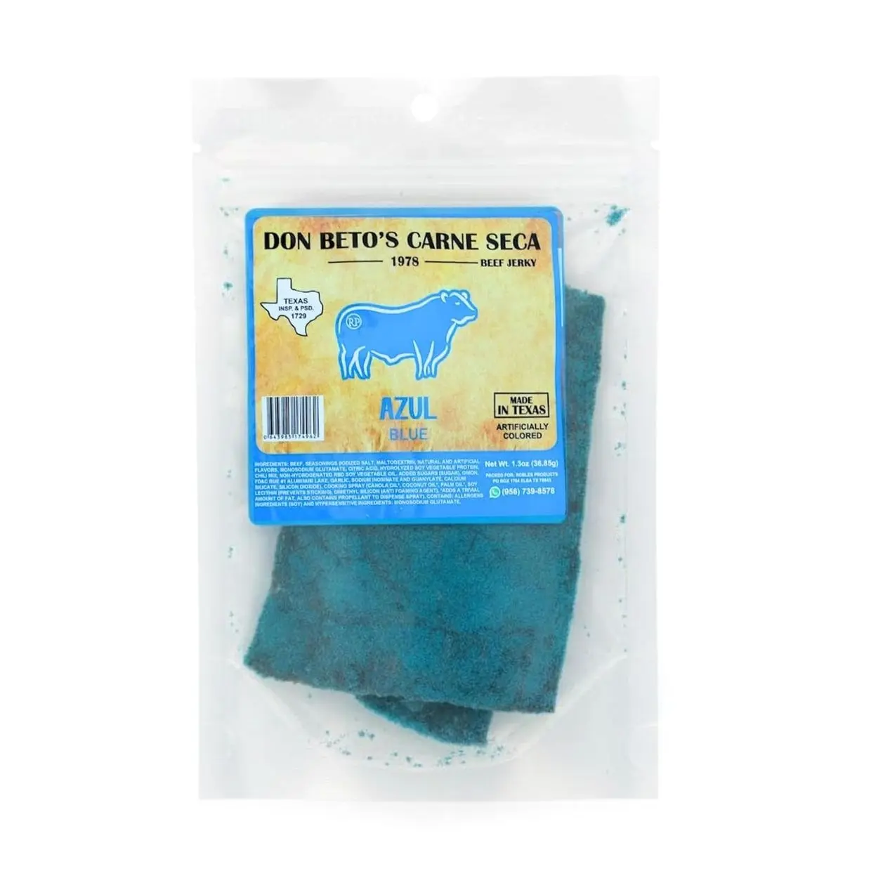Don Beto's Spicy Blue Carne Seca Beef Jerky, Made in Texas, 1.3 oz