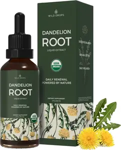 USDA Organic Dandelion Root Extract Tincture, Liver Health Supplement for Liver Detox and Cleanse, USA Sourced and Manufactured, Alcohol-Free, 2 fl oz, (1 Month Supply)