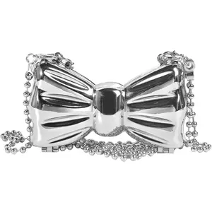 Unique Mini Bowknot Evening Bag - Metal Crossbody Purse for Women Elegant Shoulder Handbag for Wedding Prom & Party Y2K Style Modern Plain Design