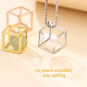 DIY006-Cage-Pearl Setting-S925 Pearl Jewelry Making Sterling Silver Pearl Cages Pendant Cage Settings to Store Pearls & Pearl Pendant Settings Necklace Pin Pendant Fitting for Pearl Jewelry DIY Jewelry Making