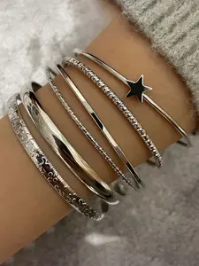 Vintage Star Design Bracelet Set, Stackable Bracelet, Women's Casual Party Jewelry, Simple Style Multi-Layered Accessory, Perfect Gift Idea
