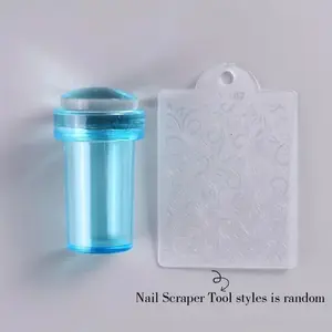 1pc No Fragrance Nail Art Accessories Kit - Colorful Nail Stamp and Sticker Set - Randomly Sent Nail Scraper Style