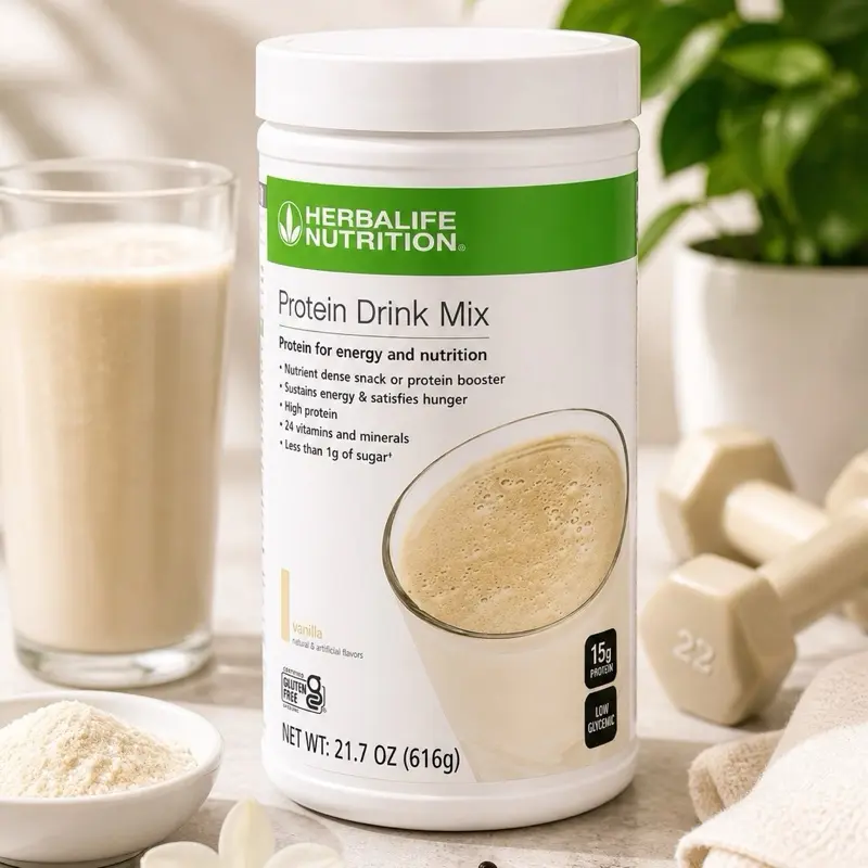 Herbalife Vanilla High Protein Beverage Mix (616g) Drink - 15g Protein Supplement, Low Sugar, Gluten Free, Energy Support, Hunger Satisfier, 24 Vitamins & Minerals, Protein Powder
